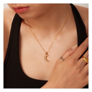 Zirconia Crescent Moon Necklace