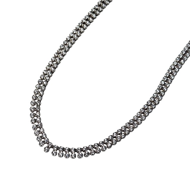 vintage silver 2 row tennis necklace