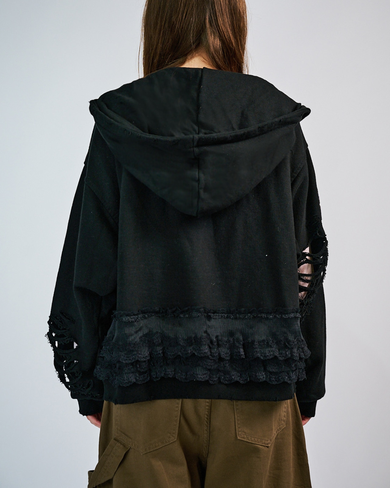 レースバックダメージフーディー (BLACK) CQ-49084