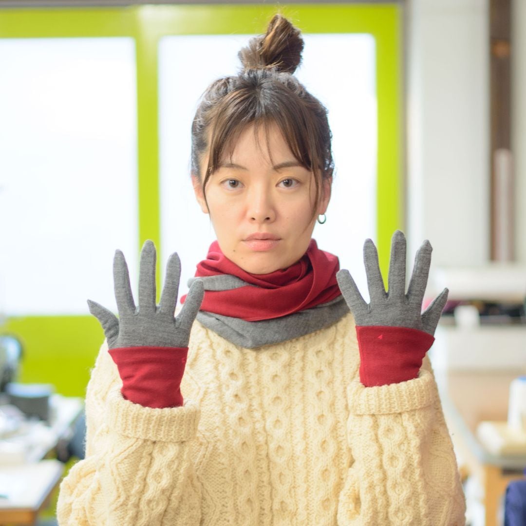 22AW RequaL ニットキャップ　マフラー　手袋 コンビマフラー】東かがわの手袋職人がつくった／梳毛ウール100