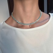 smoky turquoise  - beads necklace［BZN16］