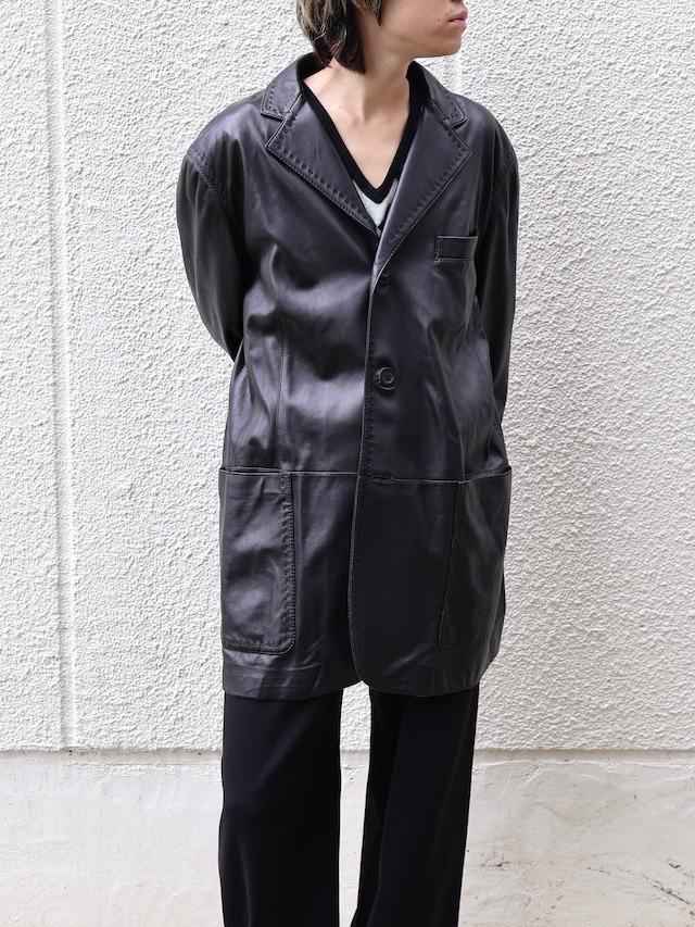 【gianfranco ferre】leather long tailored jacket