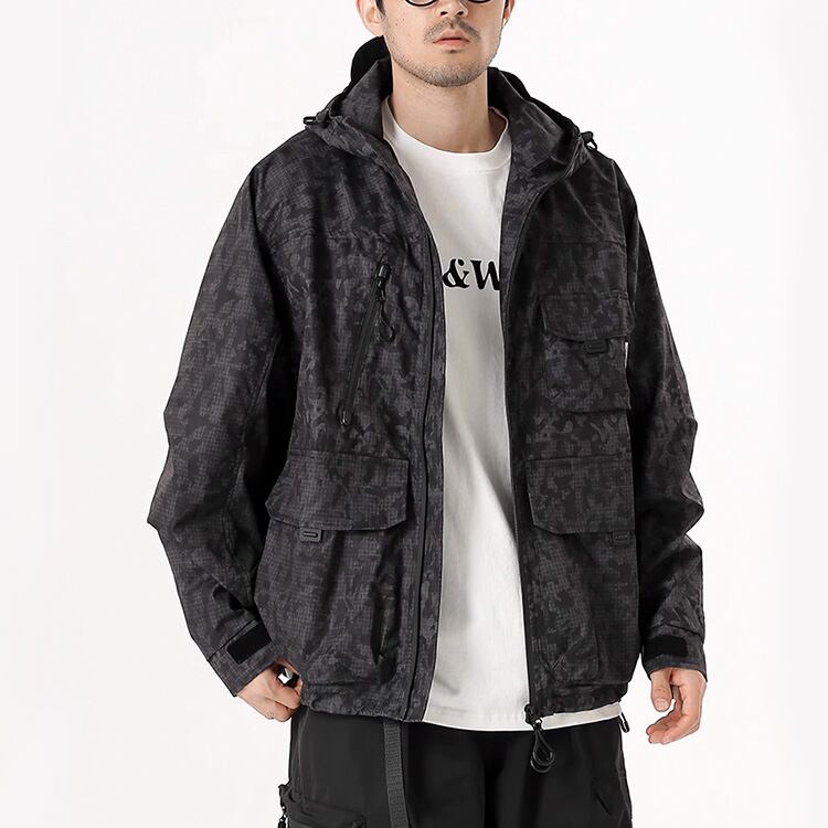 ★MULTI-POCKET CAMOUFLAGE JACKET WITH HOOD　　　A0786