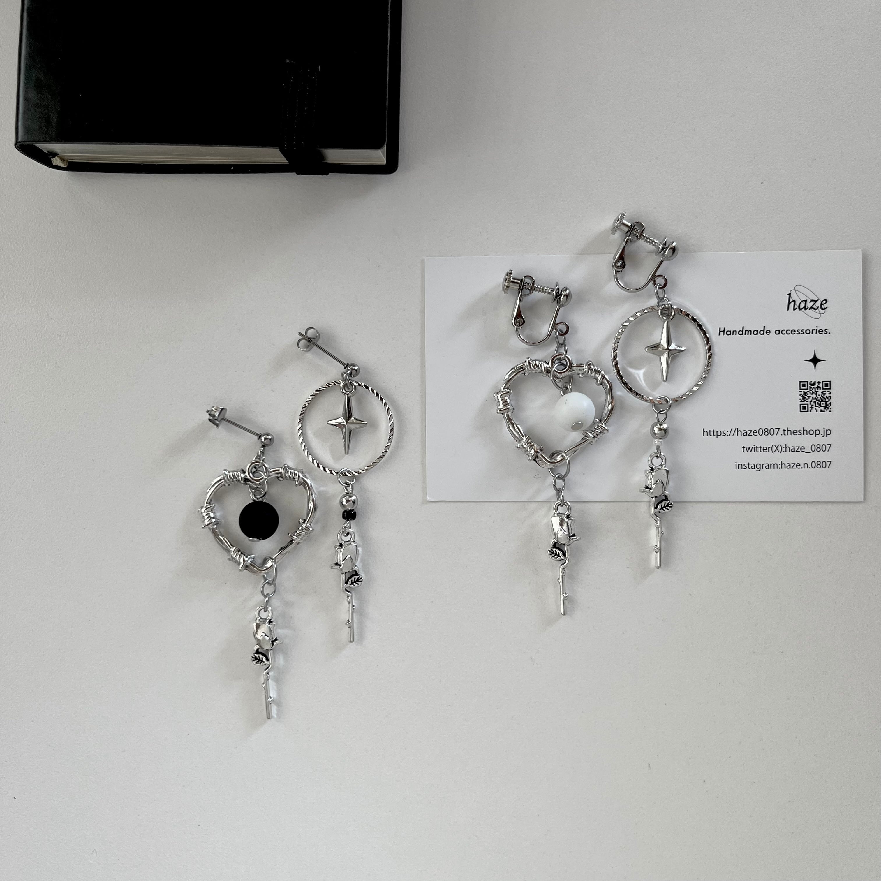 Black) PVC ◯ chain & mini coin ピアス/イヤリング | h a z e