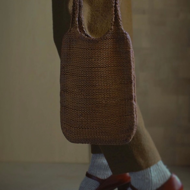 WOMB - Hand Knitted Leather Bag / Camel ( made in Japan )