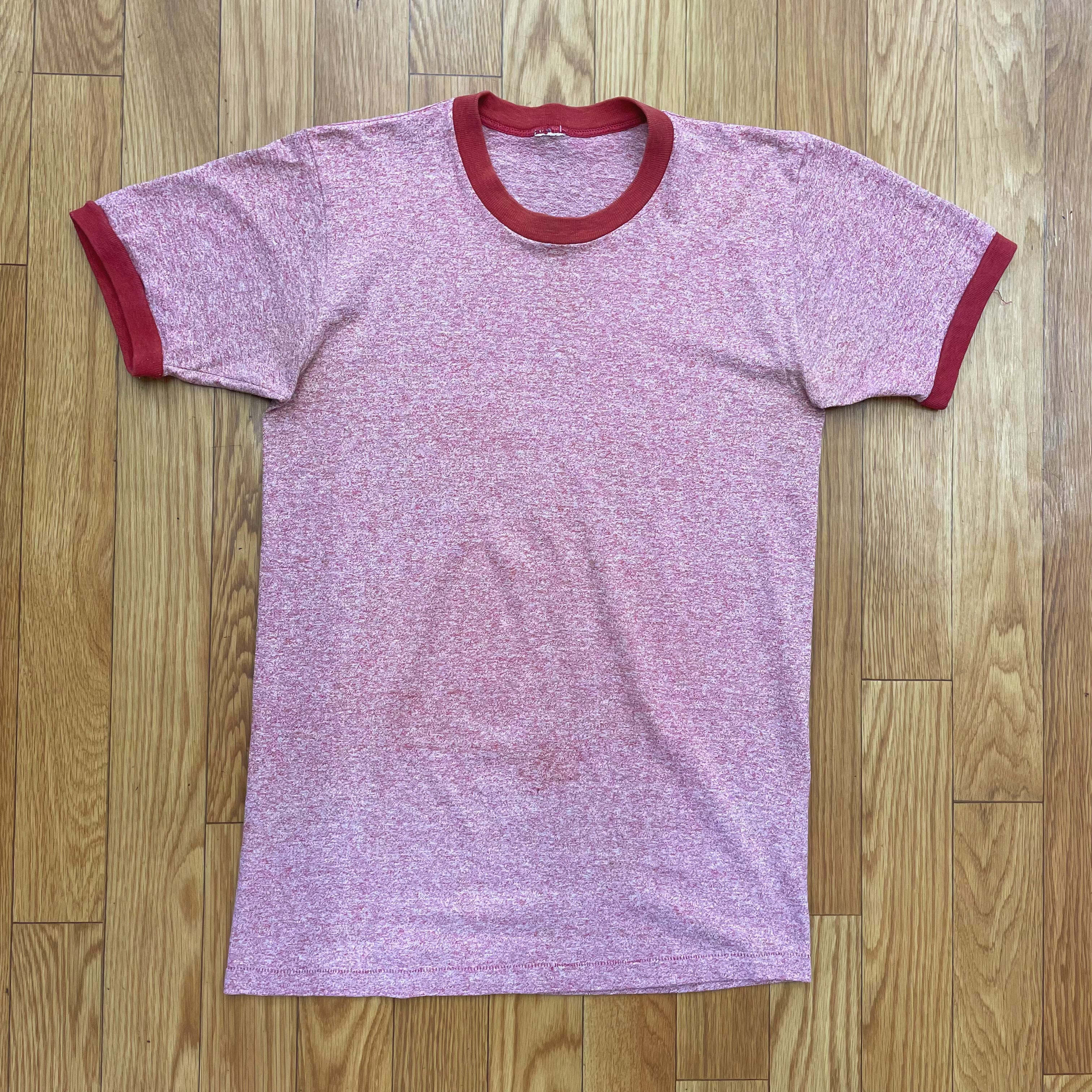 70〜80's 杢ピンク　リンガーTシャツ