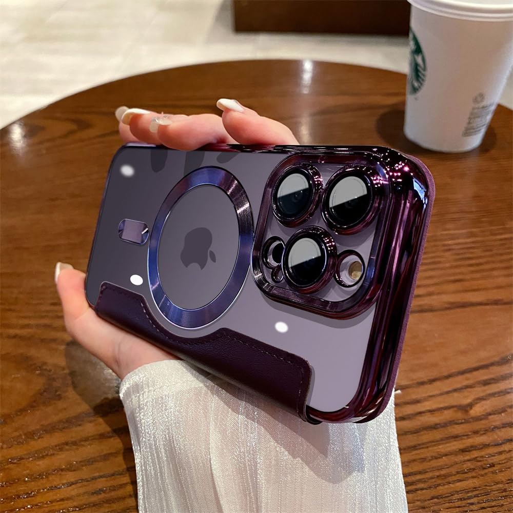 【DBWYPY】iPhone11用ケース 手帳型 magsafe対応 フリップレザー磁気ワイヤレス充電電話ケース 背面 クリア ケース 財布型 カバーiPhone11 スマホケース マグネット レザー 軽量 薄型 防塵 耐衝撃 全面保護 スマホカバー 韓国 人気 スマートフォン用のカバー(パープル,iPhone11)