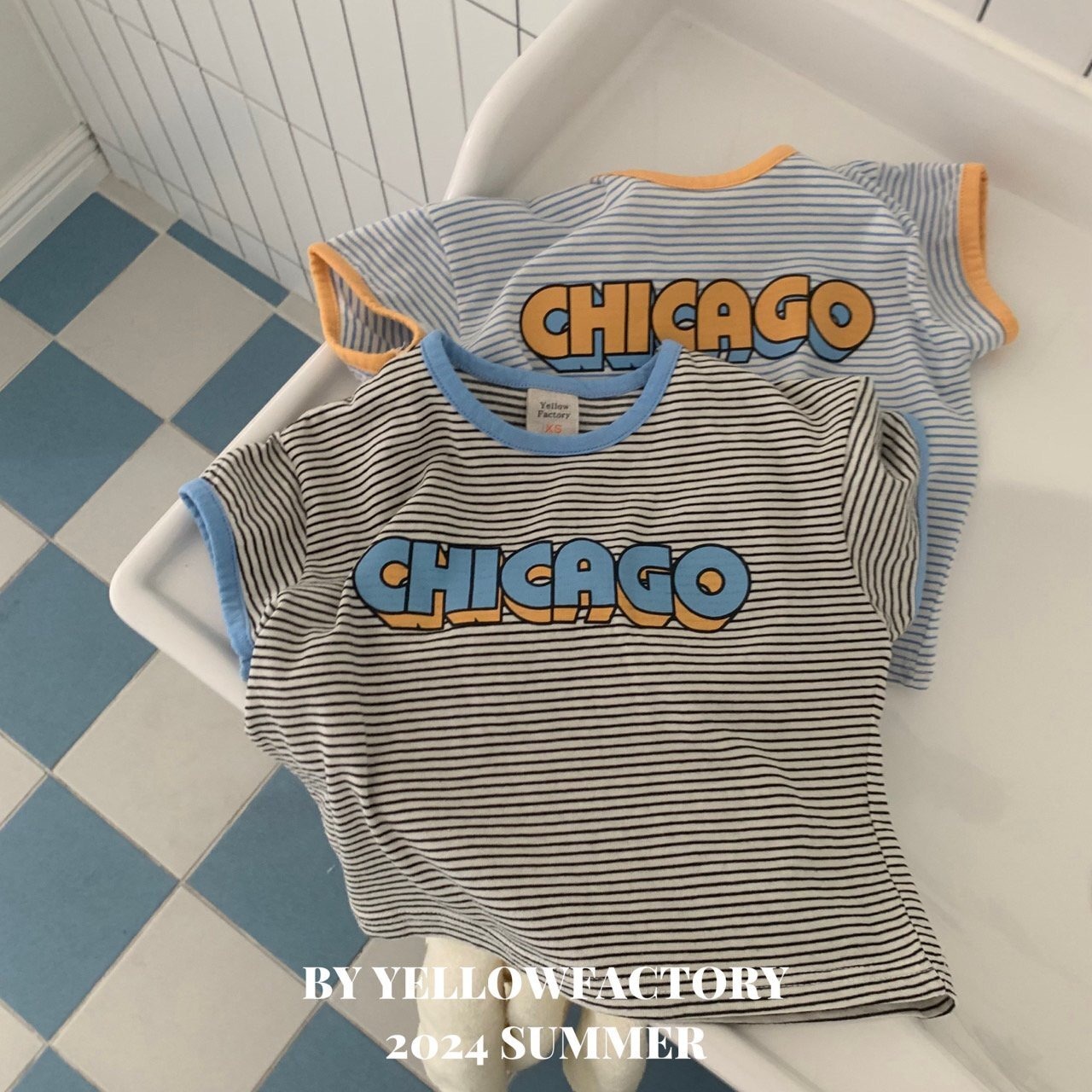 【 yellow factory】CHICAGO Tシャツ 80〜120cm ブルー 240707 - 6