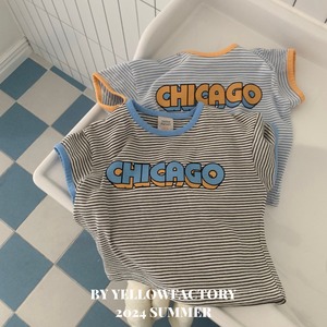 【 yellow factory】CHICAGO Tシャツ 80〜120cm ブルー 240707