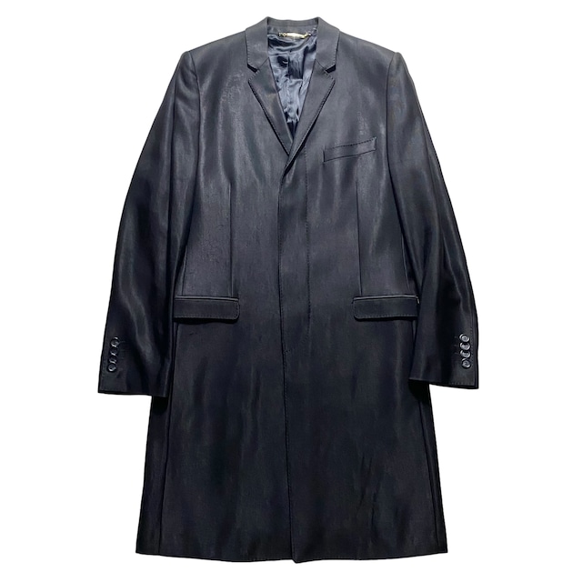 DOLCE&GABBANA glossy black tailored coat