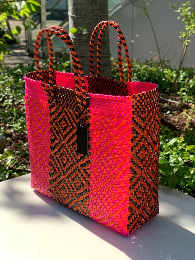 S Mercado Bag (Normal handle) Pink/Black/Orange