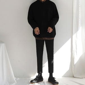 シンプルモードラウンドネックニット　993