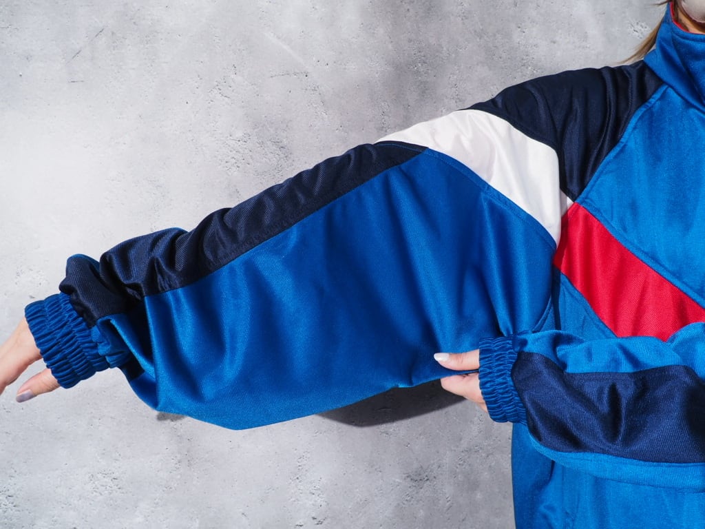 1990s Multi color panel Switching vintage loose Track jacket
