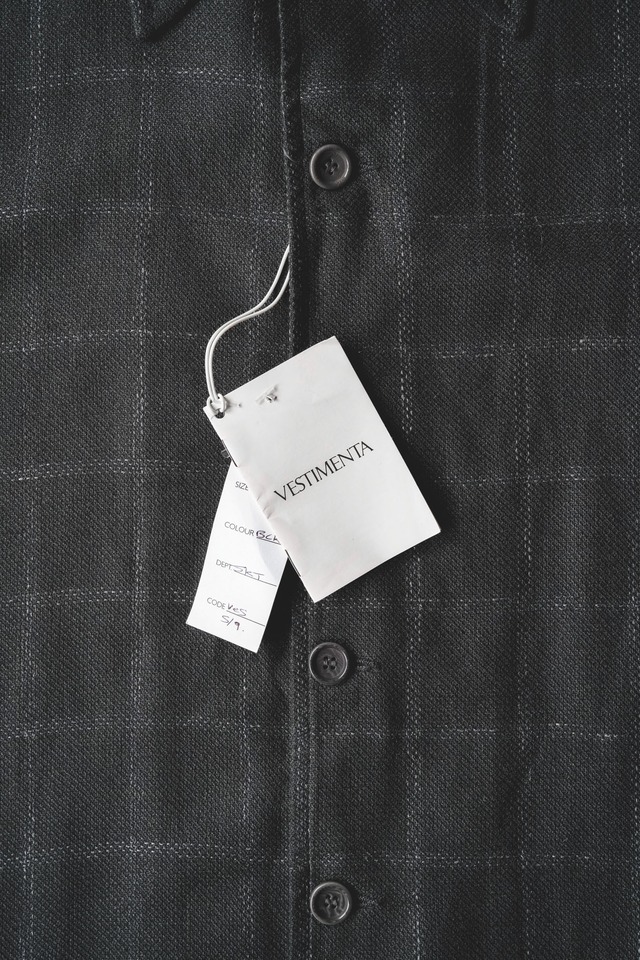 【DEAD-STOCK】90's "VESTIMENTA" Windowpane-Check Pattern Wool Silk Linen Jacket Made in ITALY