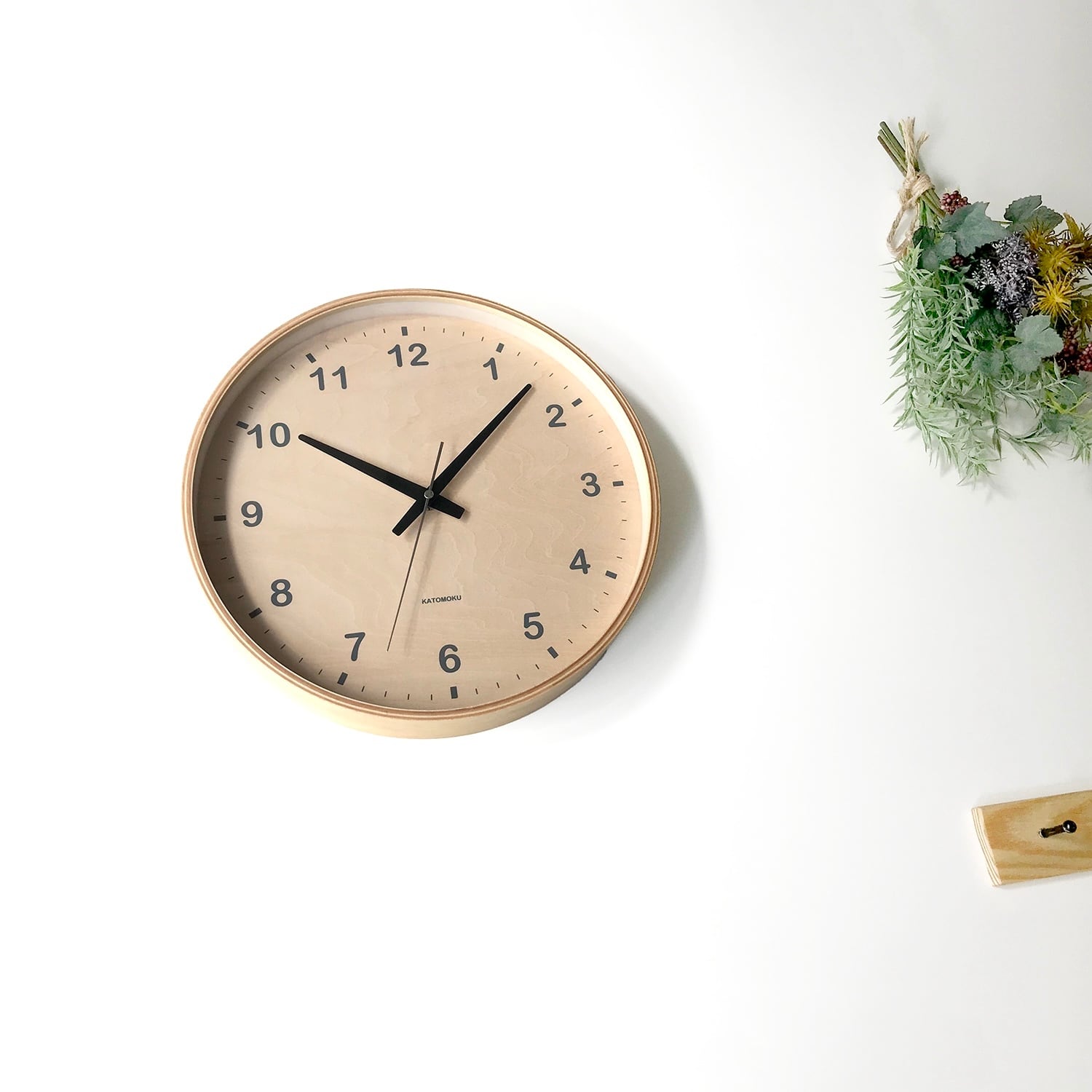 KATOMOKU plywood clock シナ文字盤 km-34L | 加藤木工株式会社 online