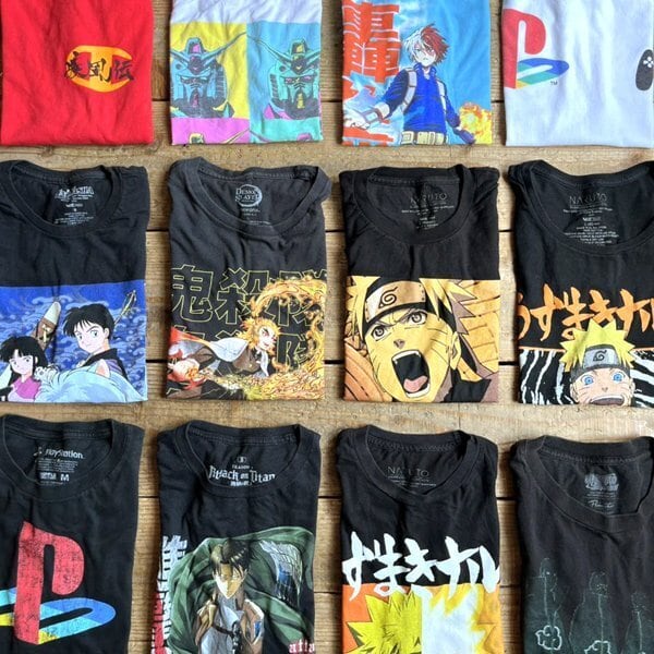 1点物◇うずまきナルトNARUTO黒アニメプリントTシャツ古着LメンズXL