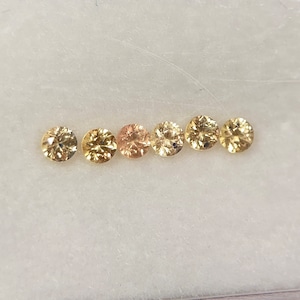 サファイア イエロー系 ラウンドカット メレセット 6石 約2.0mm r-0660