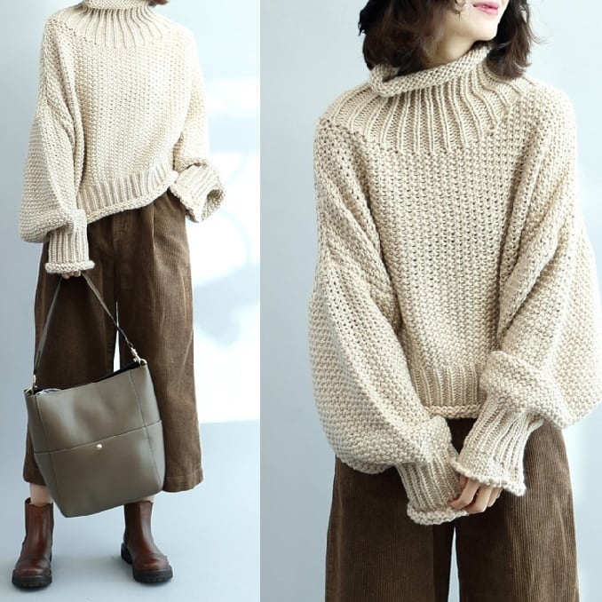 ショート丈ハイネックローゲージセーター(2色)10577