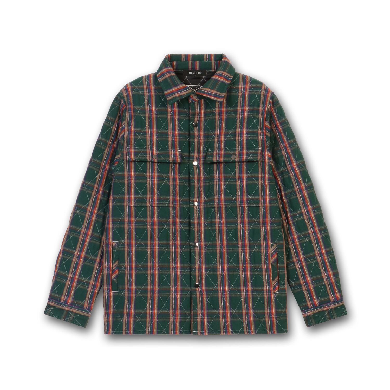 【MLVINCE】QUILTED CHECK SHIRTS JACKET 緑