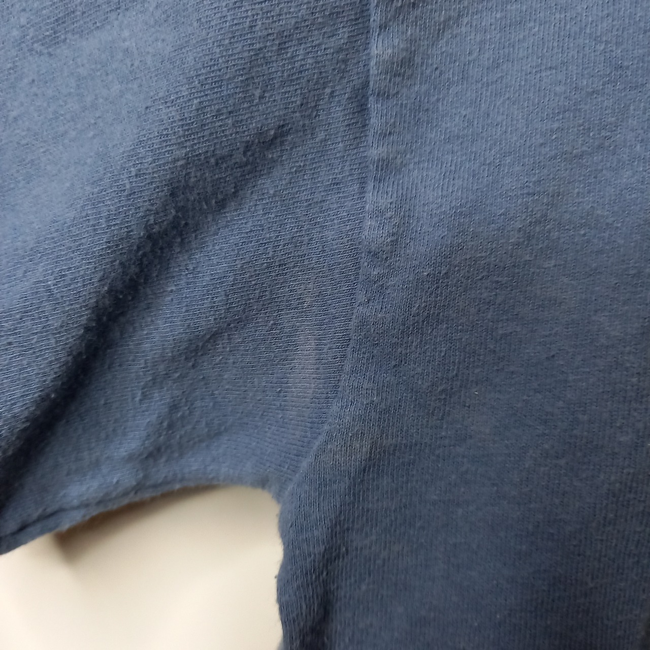 ギルダン　クルーネック　プリントTシャツ　半袖　企業ロゴ　くすみブルー　S