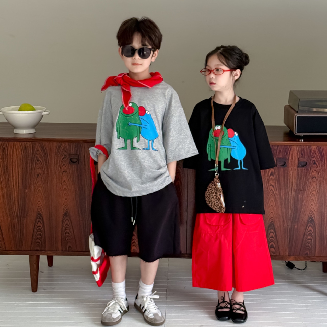 夏ポップ配色K-style半袖Tシャツ