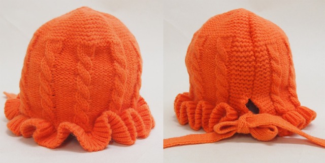 ケーブル編み+パイピングデザイン子ども用ニット帽 防寒 キッズ 防寒