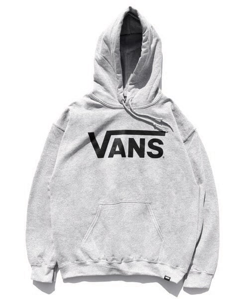 VANS (バンズ) M_Flying-V Pull Over Hoodie フライングVロゴ プリント プルオーバー パーカー グレー/ブラック VANS-MC04
