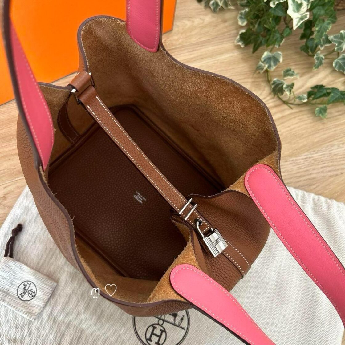 HERMES エルメス ピコタンロックエクラMM ゴールド&ローズアザレ  