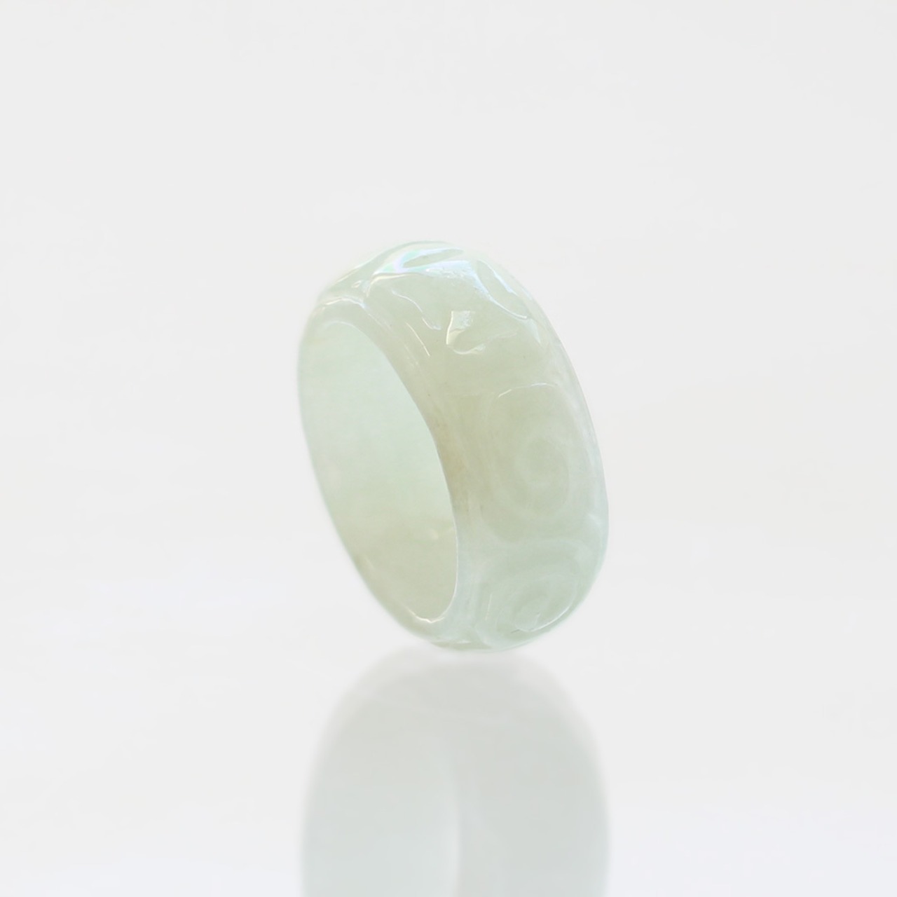 【13号】 Carving NyoYi  翡翠くり抜き甲丸リング A貨翡翠 jd_rg2511