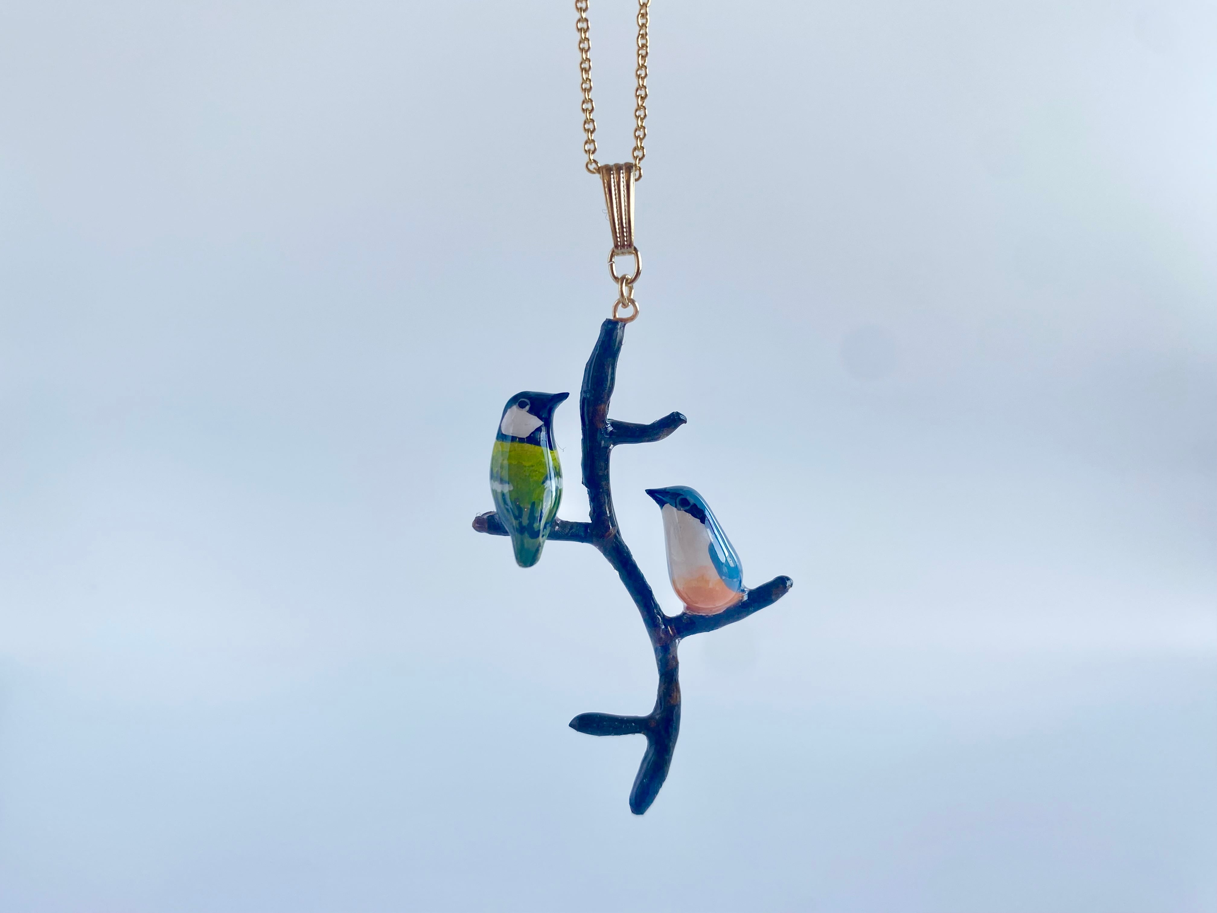 【2~3日以内発送】2羽乗り(シジュウカラ×ゴジュウカラ)ペンダント