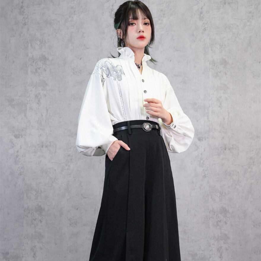 サブカル系 ブラウス プリーツ バルーンスリーブ 古怪舍 アラサーファッション