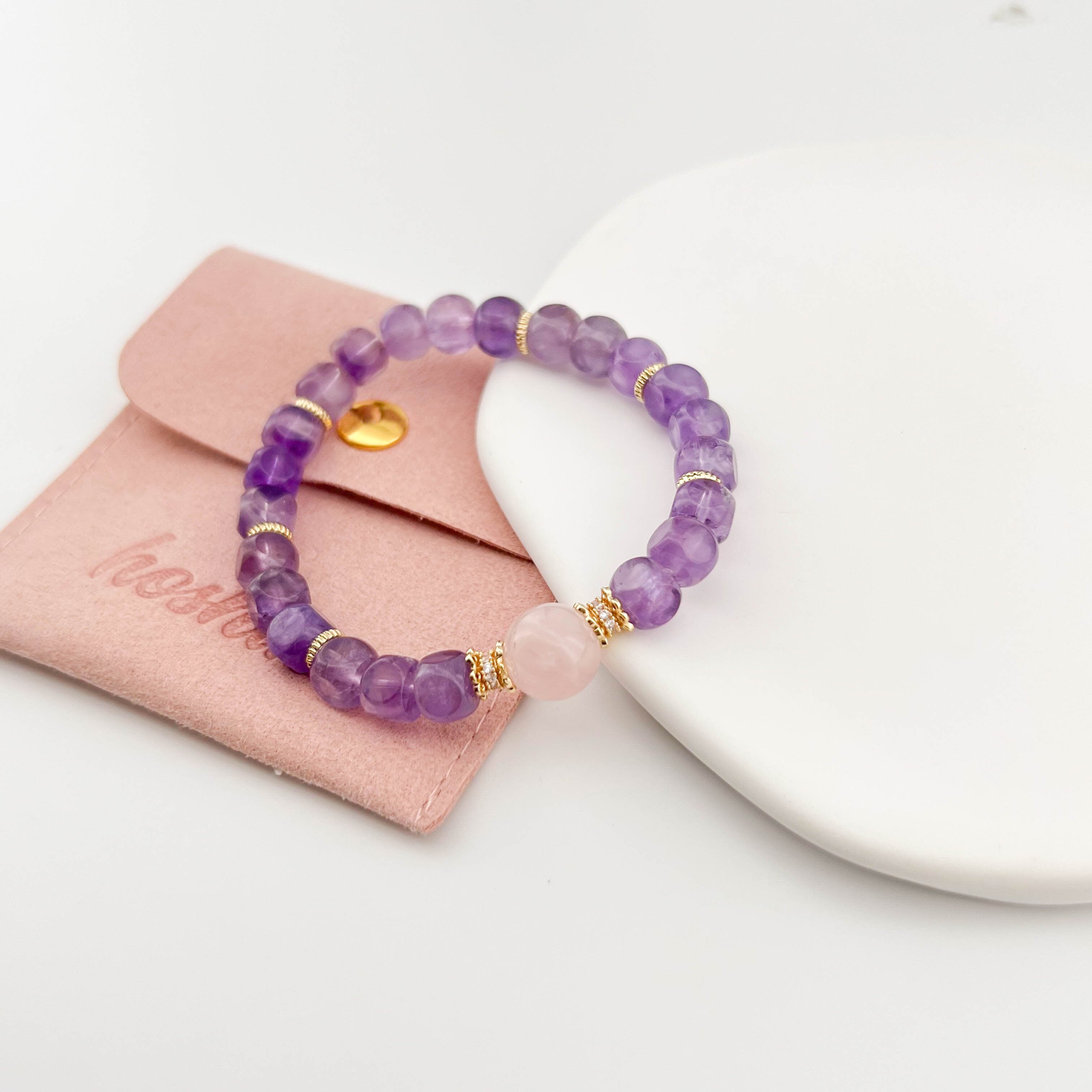 アメジストとローズクォーツを組み合わせた天然石ブレスレット