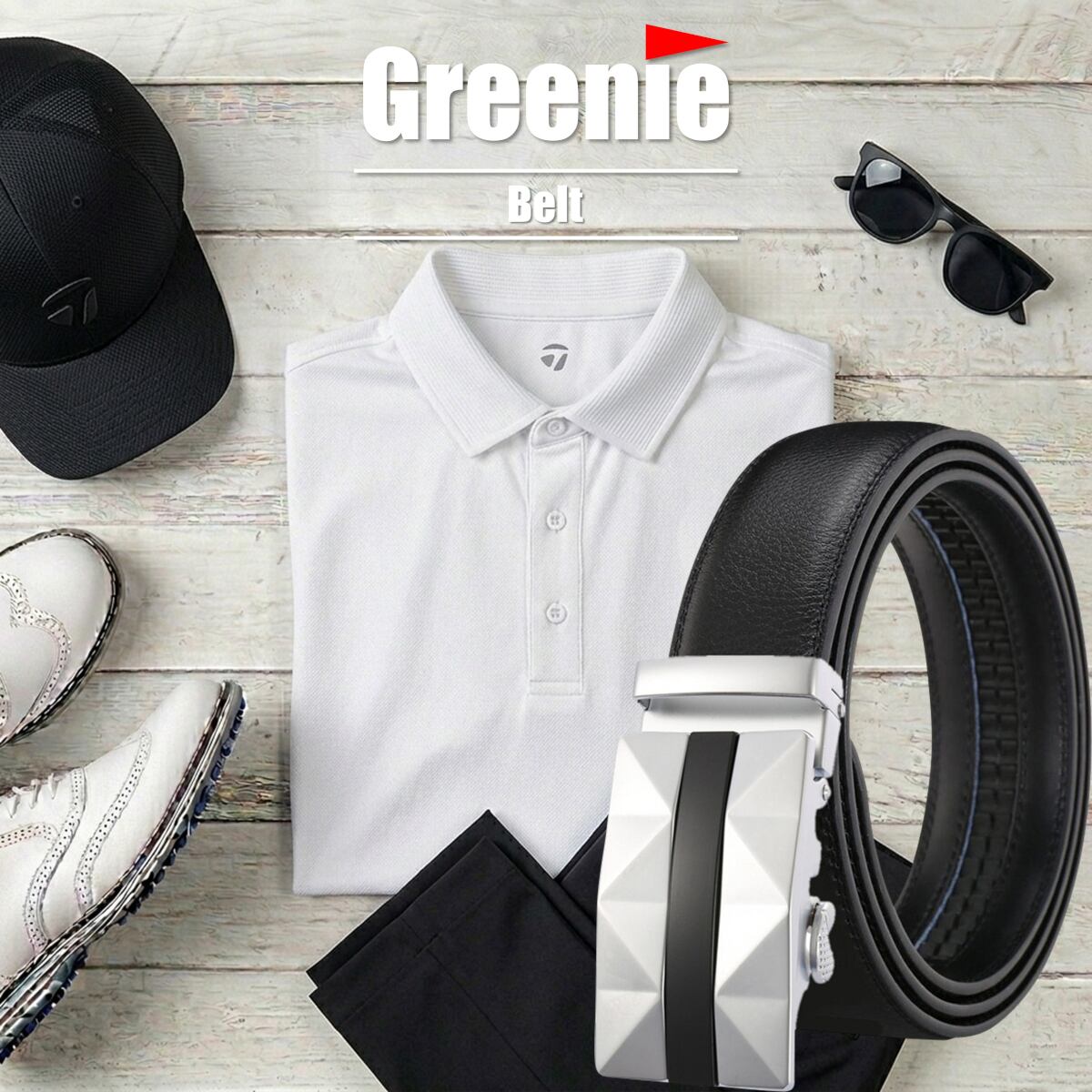Greenie (グリーニー) ベルト ゴルフ Golf オートロック PUレザー
