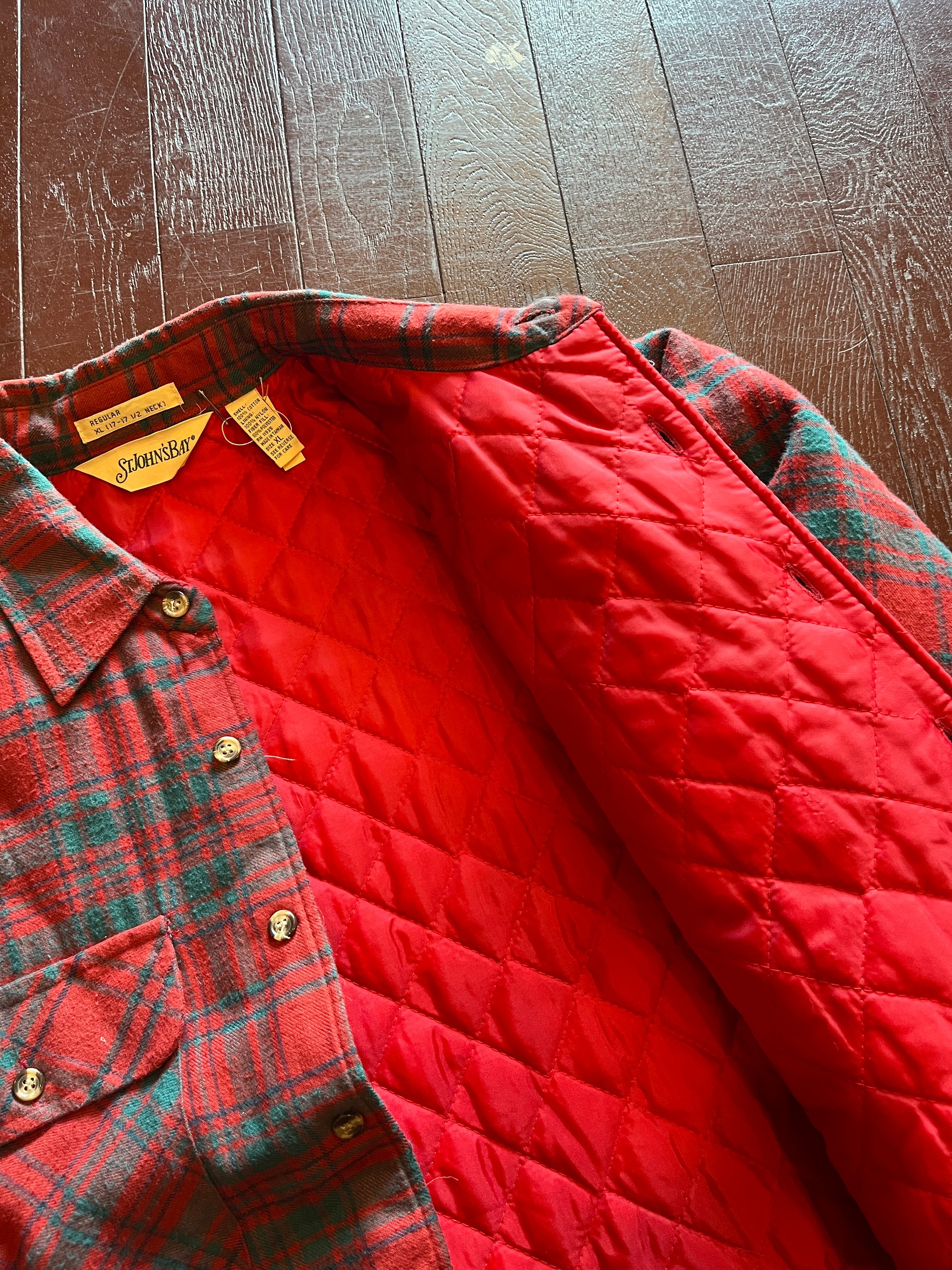 80's~90's St John's Bay Quilted Flannel Check Shirt セントジョンズベイ 中綿 チェック ネルシャツ  XL | Pay ID