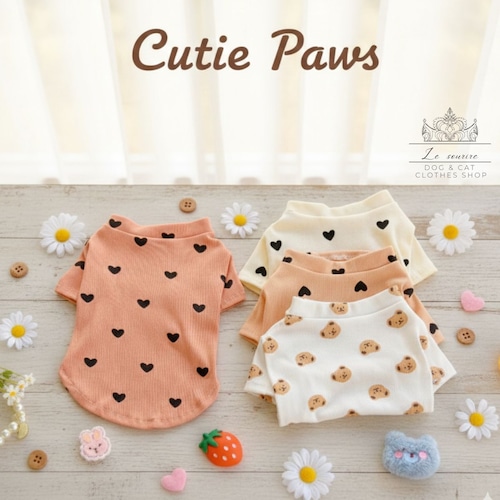 予約【№B05725】ハートドット　ベア　リブトップス（4カラー）