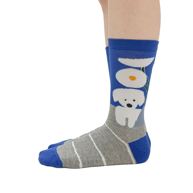 【JIN KITAMURA】北村人 SOCKS WHITE FLOWER & DOG 白い犬と花