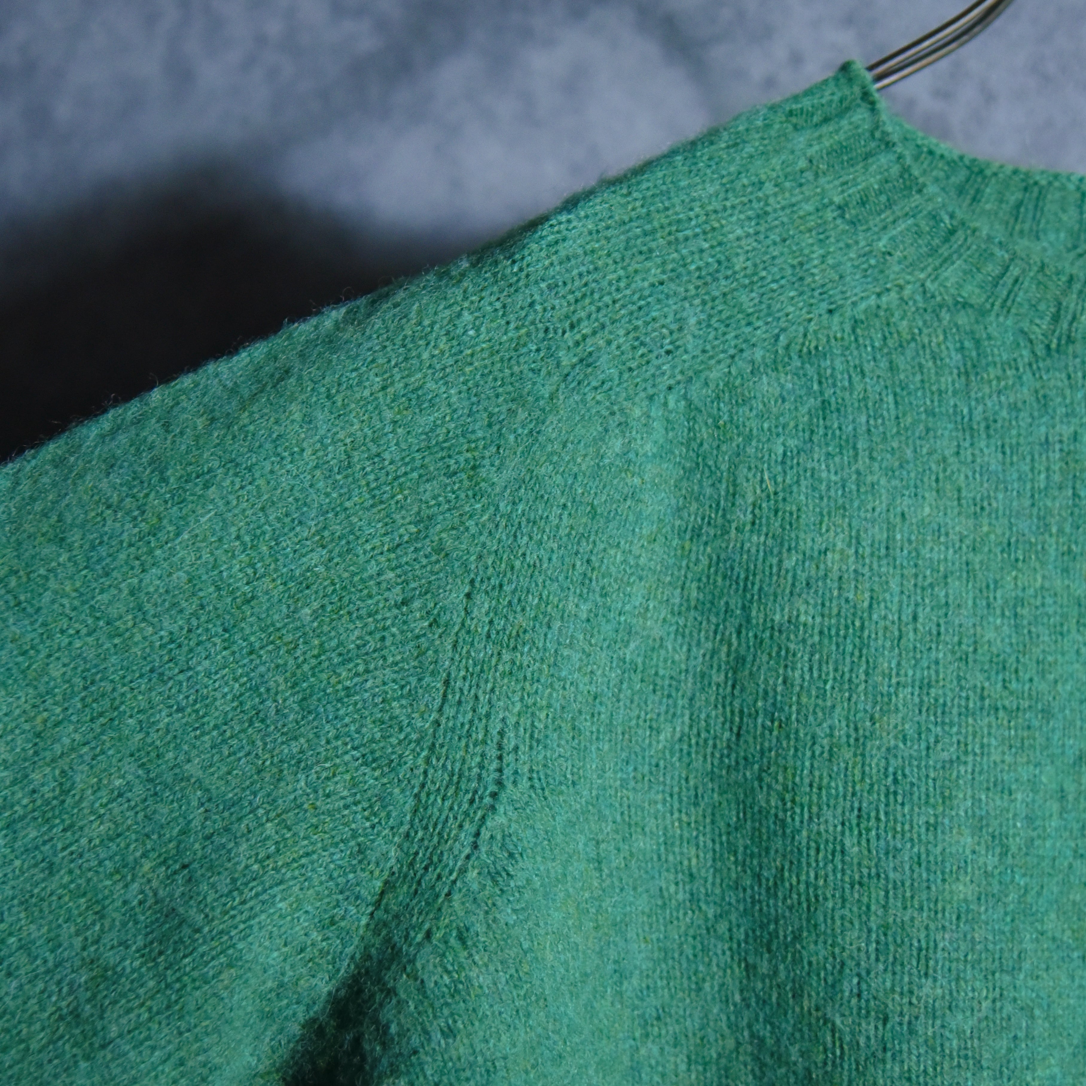 BRICK Shaggy Dog Shetland Wool Knit Sweater Crew Neck EVER GREEN