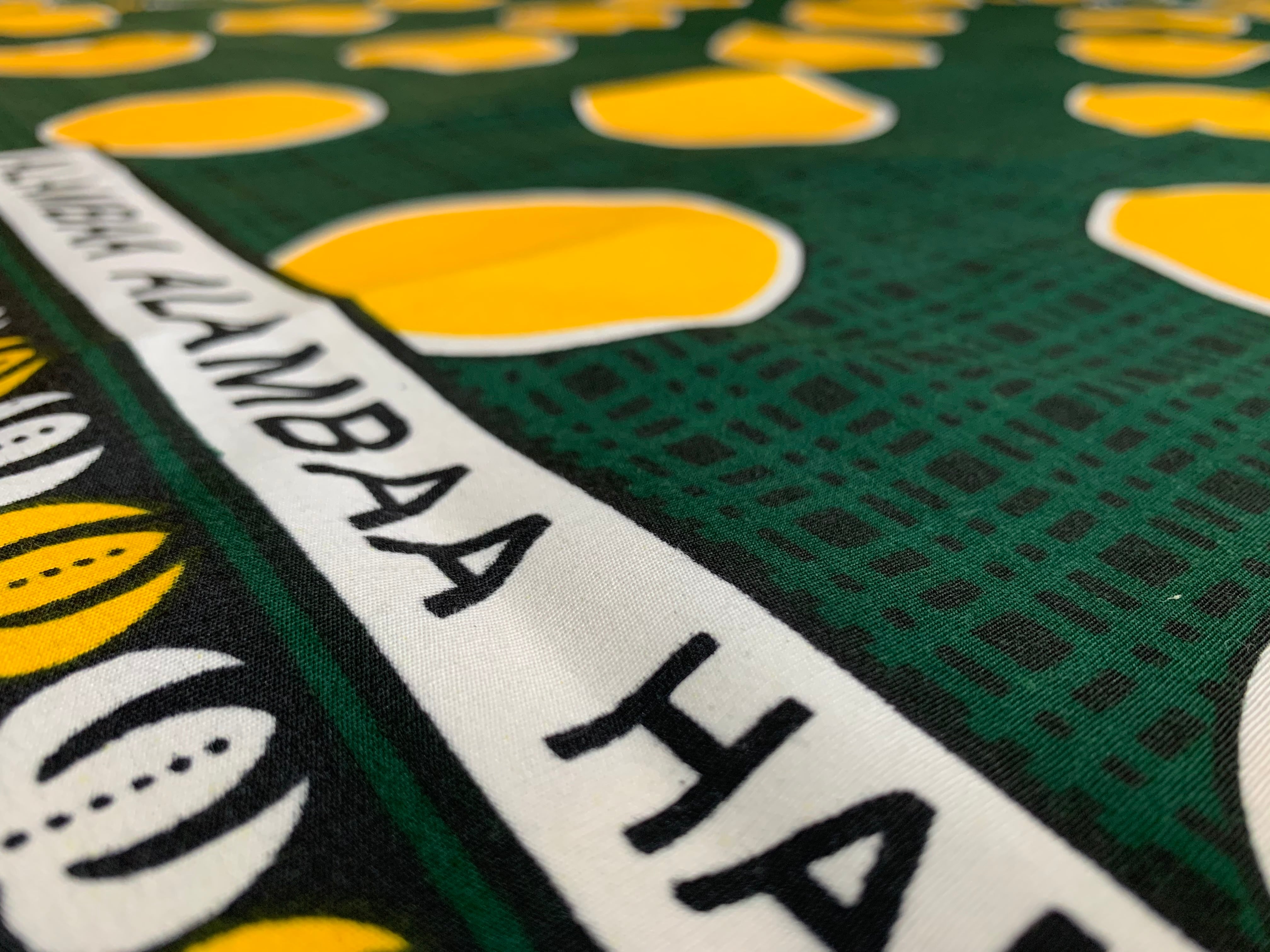 カンガ布  ファブリック（グリーン×イエロー）※④ SDGs（訳アリ品）