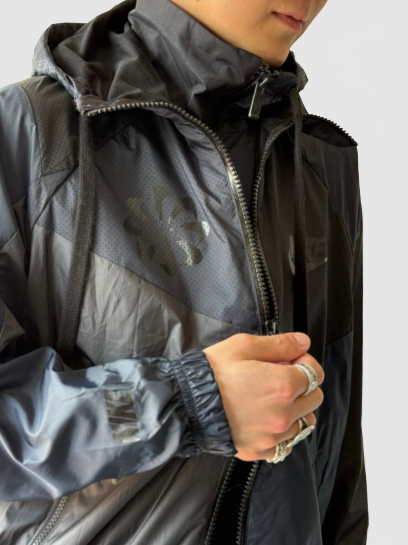 sacai × NIKE】panel pattern docking design hooded anorak jacket