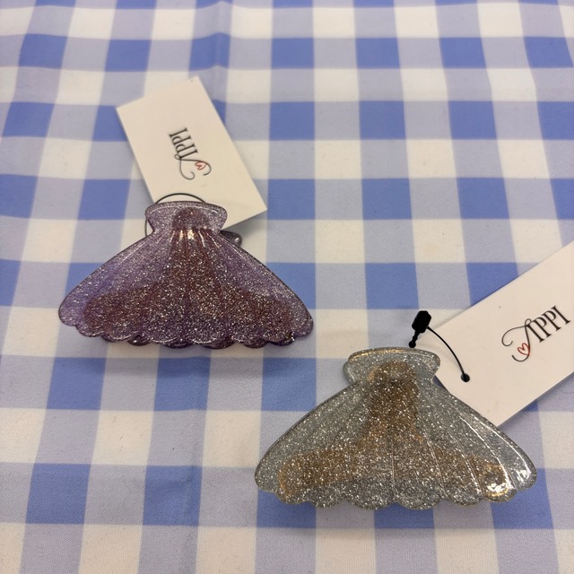 Shell ヘアクリップ 貝 マーブル グリッター