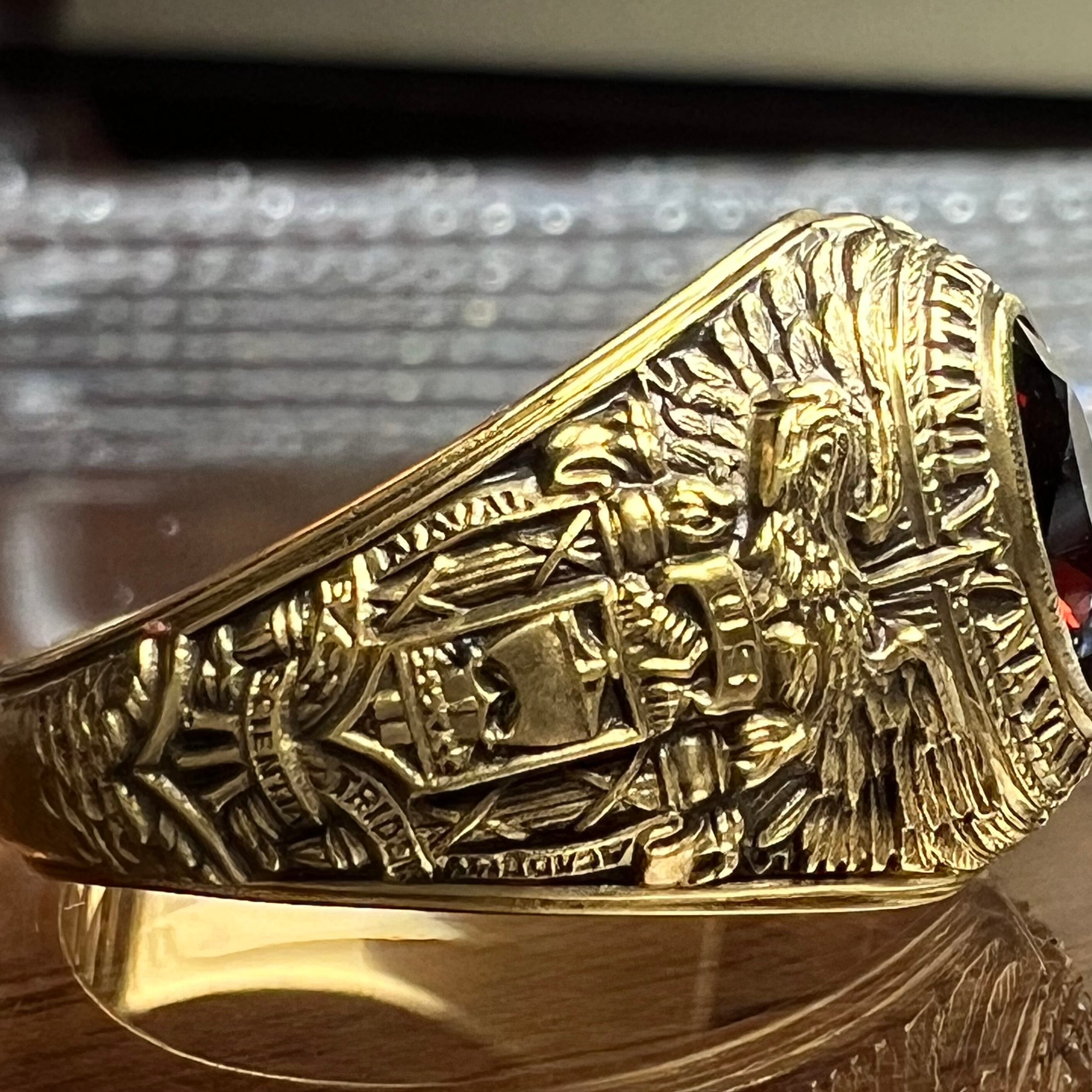 VINTAGE TIFFANY & CO. USNA 1927 Class Ring 14K Gold & Garnet VINTAGE TIFFANY & CO. USNA 1927 Class Ring 14K Gold & Garnet
