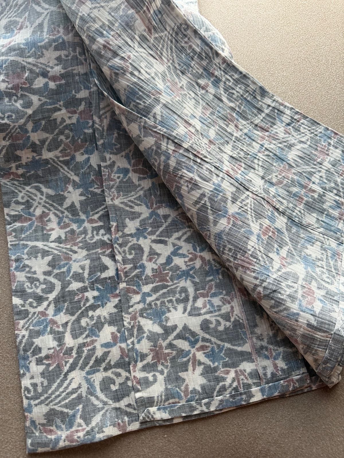 単衣 夏物 小千谷縮 更紗 グレー | ゆきもの屋