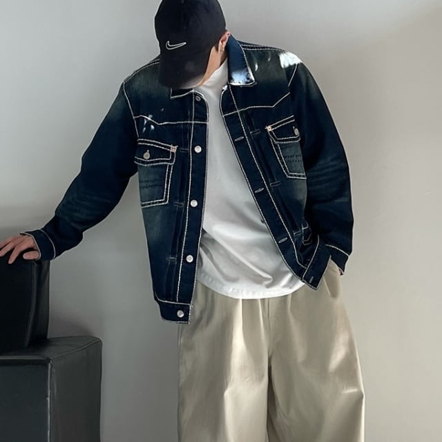 予約販売】 ジージャン ブルゾン 長袖 ブルー デニム アウター