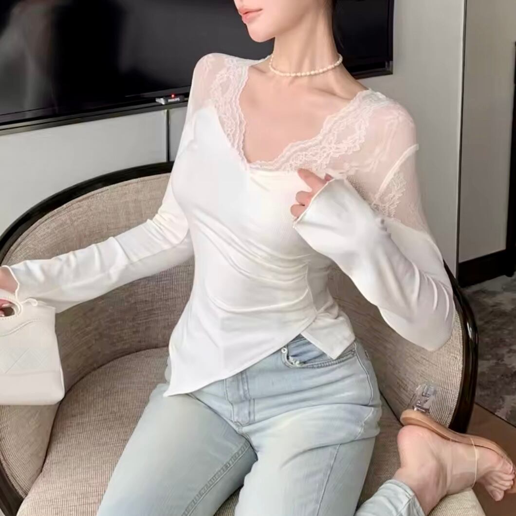 アンバランスレースシースルートップス