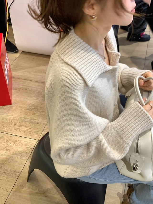 (予約) ounce / Bailey Collar Knit cardigan 2color