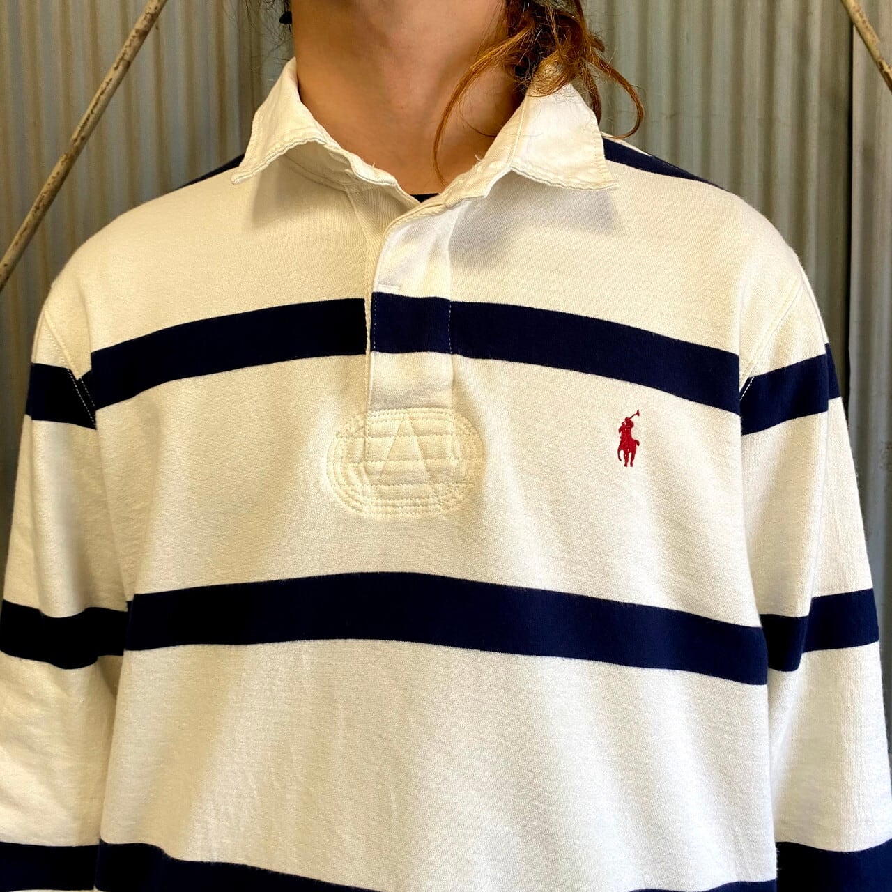ポロバイラルフローレン ボーダー 長袖 ラガーシャツ メンズXL 古着