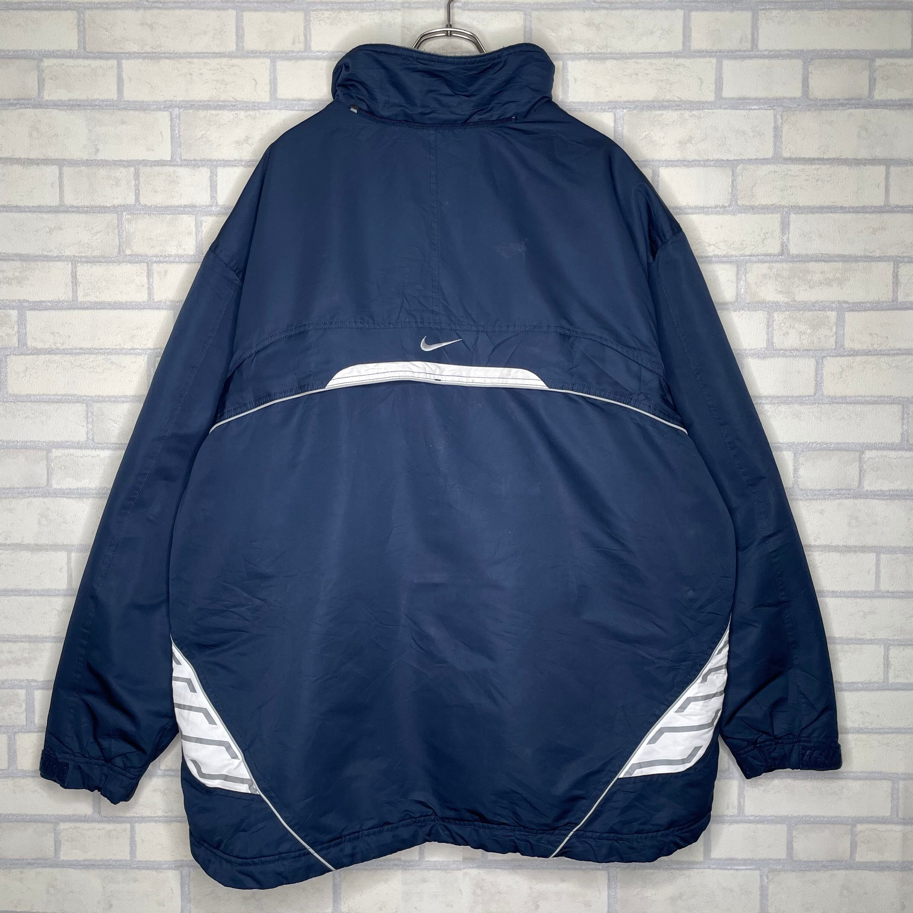 NIKE 中綿ジャケット 2XL ネイビー ポリエステル100% フード取り外し ...