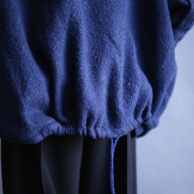 "狼" embroidery patch XXL over size high-neck pullover