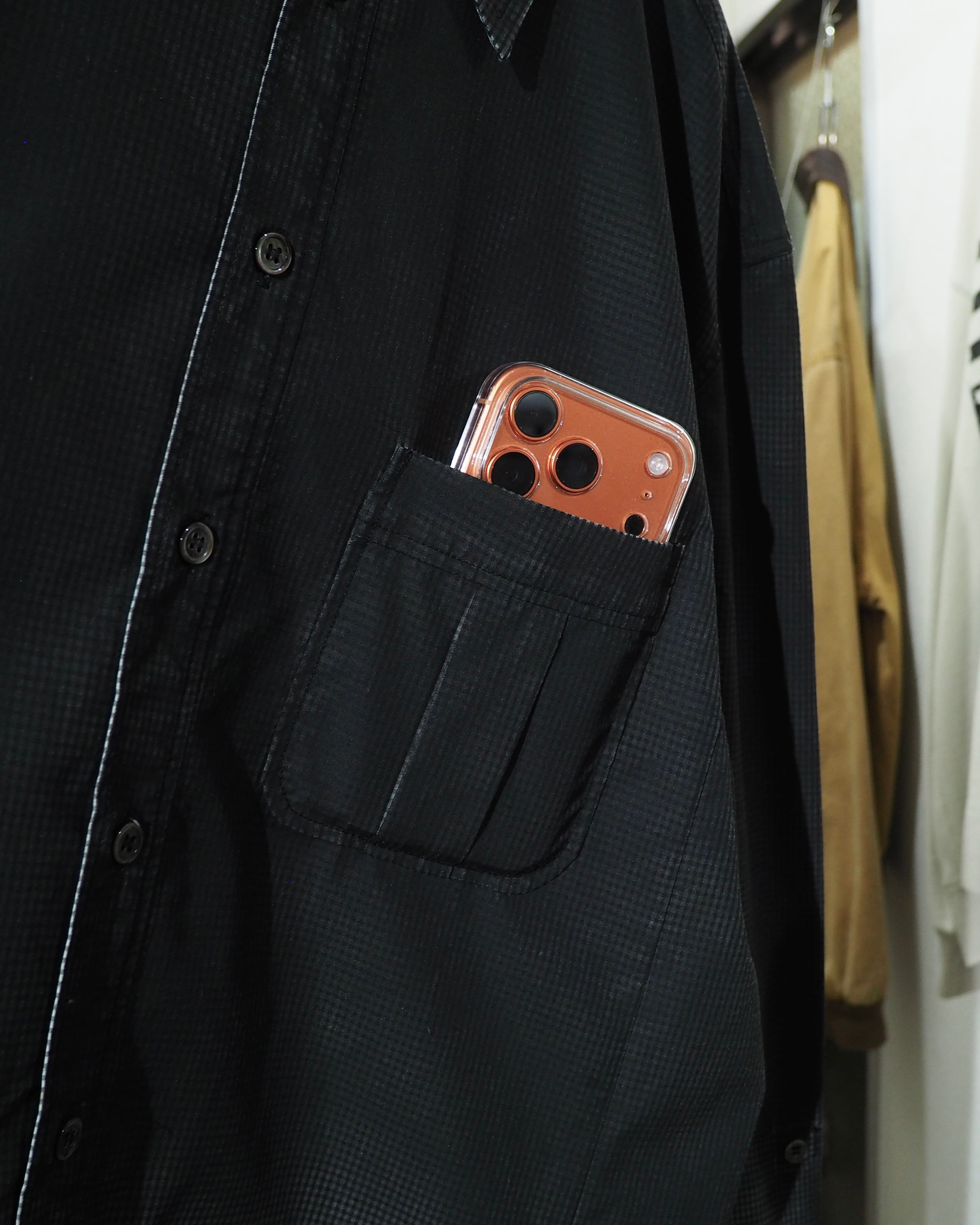 " DIET BUTCHER SLIM SKIN " Beautiful Gradation × Gingham Check Long Length Shirt