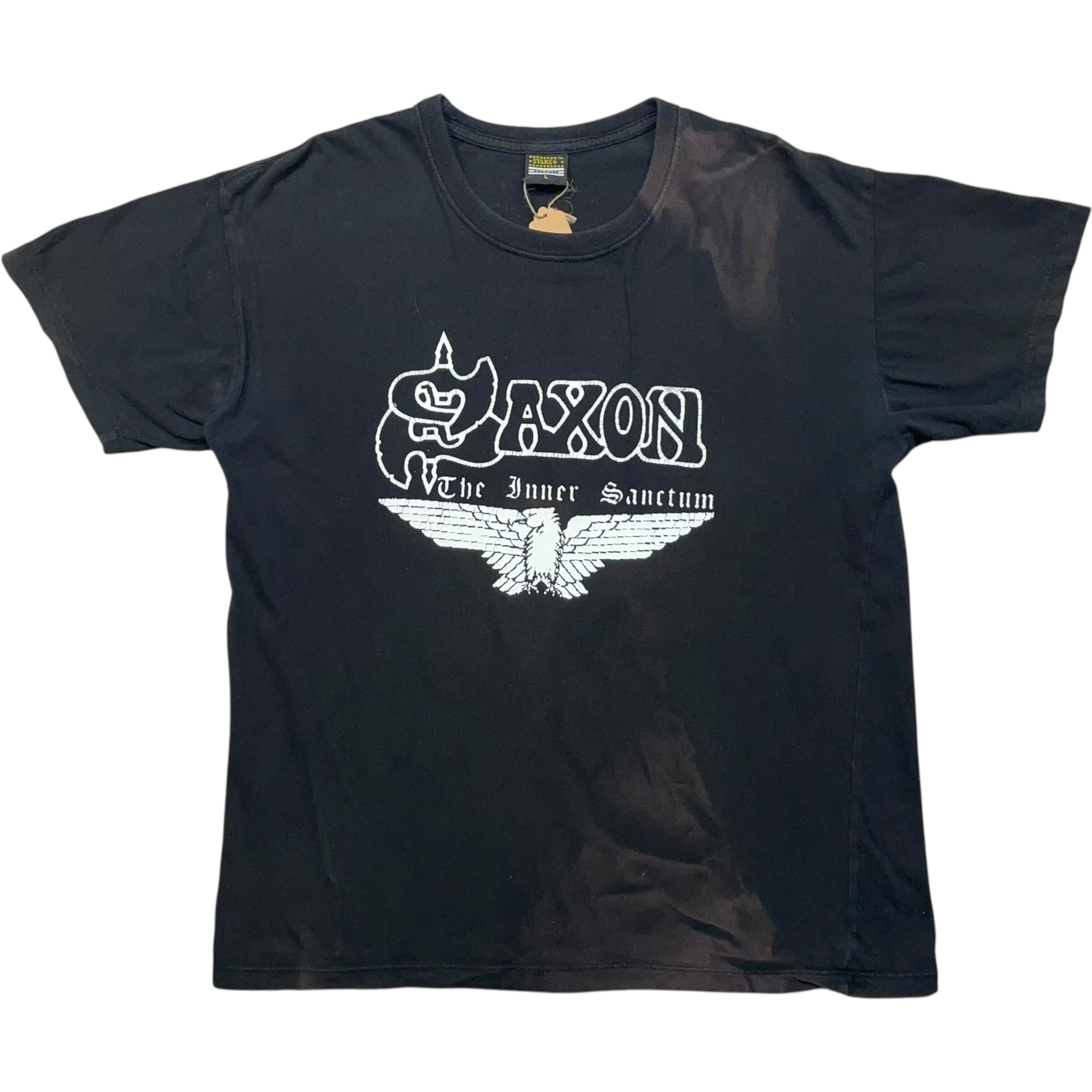 《L》STARS & STRIPES バンドTシャツ サクソン フロントプリント ブラック no.8712